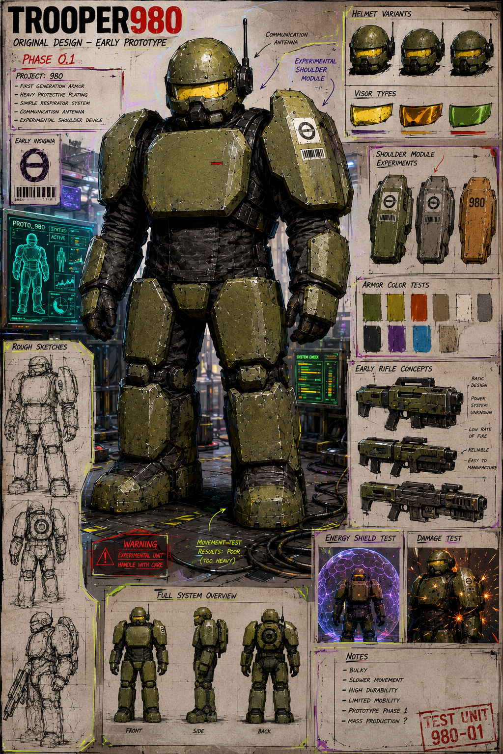 Trooper980 prototype concept and armor development sheet